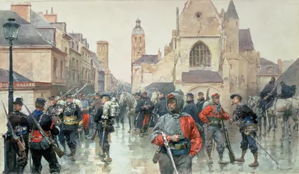 Eine Versammlung der Garibaldini und französischen Truppen in Tours