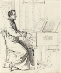 Der Schwager des Künstlers, Ludwig Hassenpflug, bereitet sich darauf vor, Klavier zu spielen, 1826