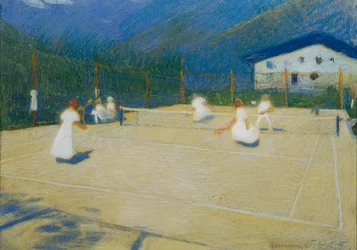Tennisplatz in Gossensass, 1908