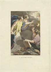 Allegorische Darstellung mit Zeichenkunst, Schreibkunst und Malerei