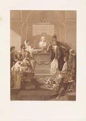 Allegorische Darstellung mit Gedenkstein für Jan Nieuwenhuyzen, verstorben 1806