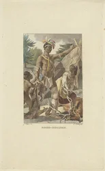 Irokesische Familie vor einem Tipi