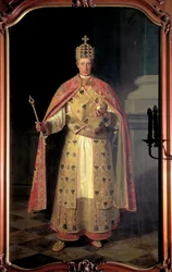 Franz II., Heiliger Römischer Kaiser, trägt die Kaiserinsignien