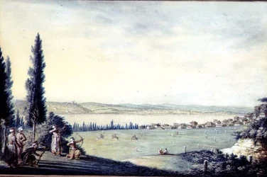 Blick auf die Stadt Cospoli und ihre Vororte bis zur Eyup-Moschee, vom Ohtmeidan aus, in Richtung des Kas-Kioi-Viertels