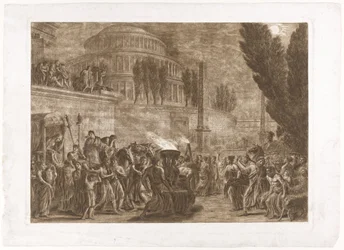 Prozession bei antikem Tempel