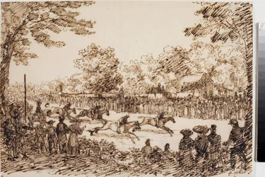 Pferderennen (wahrscheinlich das Fest von San Giovanni in Florenz)