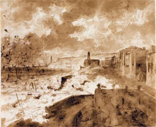 Küste in Genua während der Hochwasser von 1821