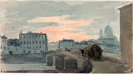 Ansicht der Brücke von Carraia, Florenz (Aquarell)