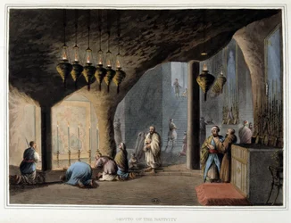 Höhle der Geburt in Bethlehem - in „Views in the ottoman dominions in Europe, Asia...“ von Luigi Mayer, London