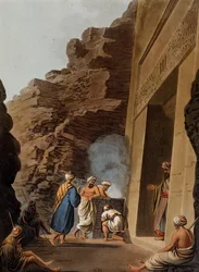 Eingang zur Grabkammer bei der Sphinx von Gizeh, Gravur von Luigi Mayer, aus Views in Egypt, Palestine and Other Parts of Ottoman Empire