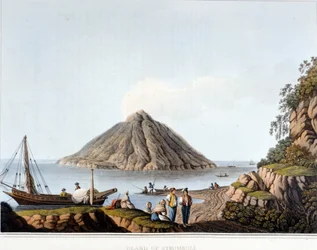 Insel Stromboli - in „Ansichten in den osmanischen Herrschaftsgebieten, in Europa, in Asien und einigen Mittelmeerinseln“, von Luigi Mayer, London
