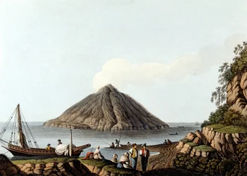 Insel Stromboli - in „Ansichten der osmanischen Herrschaft in Europa, Asien und einigen Mittelmeerinseln“, von Luigi Mayer, London