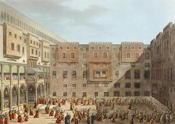 Mamelukenübung vor dem Palast von Mourad Bey in Kairo