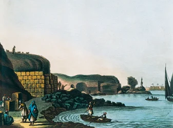 Die Ruinen der Ptolemäischen Bibliothek in Alexandria, von Luigi Mayer