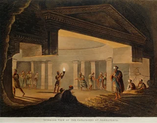 Ansicht der Katakomben von Alexandria (Ägypten) aus Ansichten in Ägypten von Luigi Mayer, Gravur