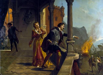 Le Trouvère (Il Trovatore) von Giuseppe Verdi. Chromolithographie von Luigi Morgari
