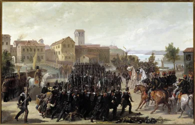 Die Eroberung der Stadt Peschiera del Garda durch die Piemontesen, 30. Mai 1848
