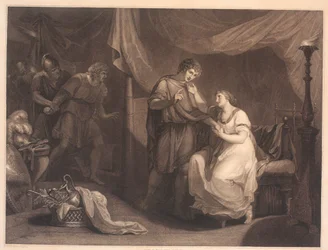 Troilus überrascht Cressida und Diomedes. Aus William Shakespeares "Troilus und Cressida", 5. Akt, 2. Szene