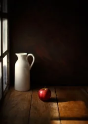 Apfel und Krug Stillleben