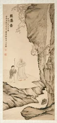 Gelehrter beobachtet den Wasserfall, 1764