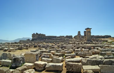 Blick auf die Ausgrabungen vom Agora, Xanthos, Türkei