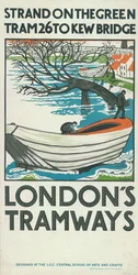 Strand on the Green, Tram 26 nach Kew Bridge, London County Council LCC Straßenbahnplakat, 1924
