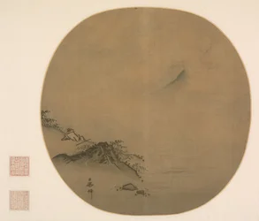 Gelehrter liegend und aufsteigende Wolken beobachtend, Gedicht von Wang Wei, 1225-75