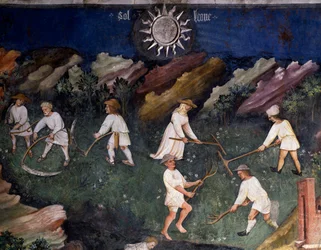 Heuernte (Detail) aus dem Monat Juli, Zyklus der Monate