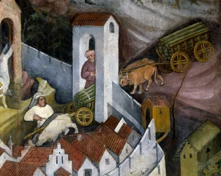 Holzernte, Detail aus dem Monat Dezember, Zyklus der Monate