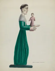Geschnitzter und bemalter hölzerner Santo St. Joseph, 1935-1942