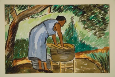 Frau beim Waschen, ca. 1934