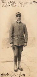 Postkarte mit einem Korporal des 50. Regiments. Infanterie, Offiziersanwärter