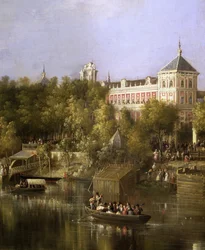 Der Guadalquivir, Detail, Pier und San Telmo Palast in Sevilla