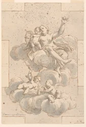 Entwurf für eine Deckenmalerei, Venus, Amor und Putti