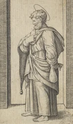 Heiliger Matthäus, ein kleiner Sack in seiner linken Hand, aus der Serie 