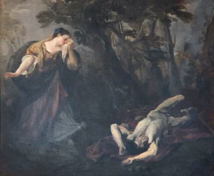 Die heilige Margareta von Cortona findet den Leichnam ihres Geliebten
