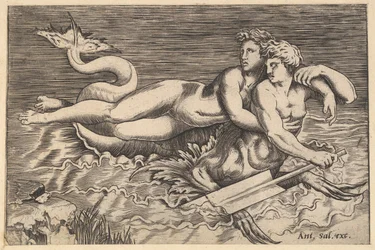 Speculum Romanae Magnificentiae: Ein Triton entführt eine Nymphe, 16. Jahrhundert