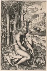 Venus von einem Rosendorn verwundet
