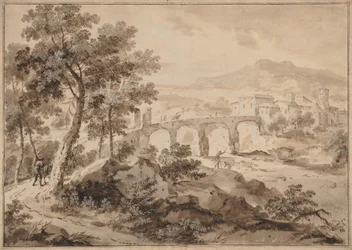 Landschaft mit Brücke, 1700-1729