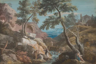 Gebirgslandschaft mit Einsiedlern, ca. 1700-1730