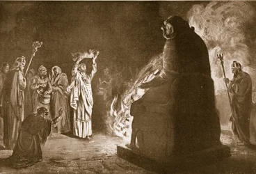 Ein phönizisches Opfer für Moloch, Illustration aus 
