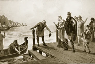 Edgar der Friedfertige bei einer Marineinspektion, Illustration aus 
