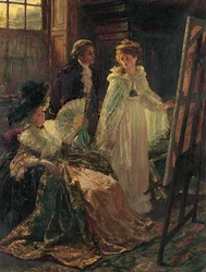 Miss Angel, Angelica Kauffman, vorgestellt von Lady Wentworth, besucht das Studio von Mr. Reynolds, 1892
