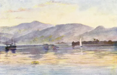 Beyrout, zeigt den Berg Sannin und das Lazarett, frühes Morgenlicht