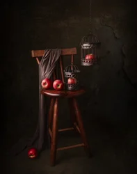 Rote Äpfel Dunkles Stillleben
