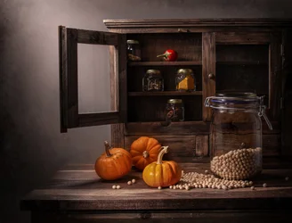 Rustikale Herbstvorratskammer