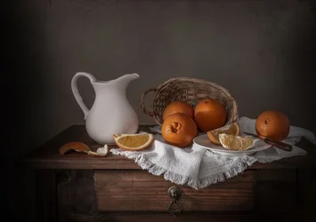 Rustikales Orangen-Stillleben