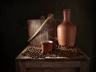 Dampfender Rustikaler Kaffee