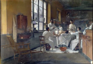 Professor Edmond Delorme (1847-1929) demonstriert die Lungenentkorkung vor Studenten im Val de Grace im Jahr 1894