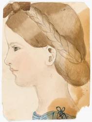 Porträt von M. Rose Herschel im Alter von 7 Jahren (1851) von ihrer Schwester Maria, im Alter von 11 Jahren